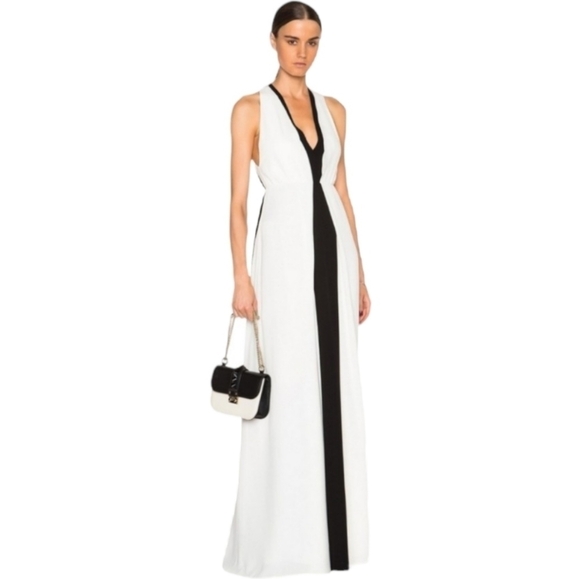 Valentino Two-Tone Ruched Waist Gown, Ivory | Black, Size 6, NWT - Picture 1 of 16